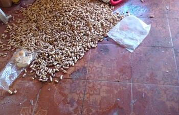 Coquito que el profesor Orlando Díaz tenía guardado para la merienda de los alumnos fueron desparramados por el piso.