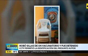 Detienen a hombre que robó sillas de vacunatorio