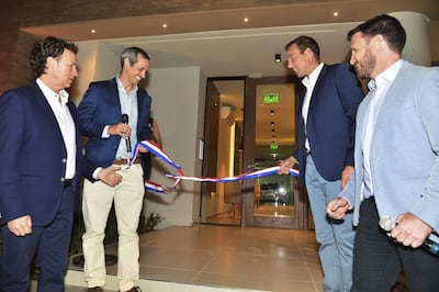 Fabrizio Bibolini, Eduardo Quiroga y Santiago Llano inauguraron el primer edificio del complejo Boulevard Plaza Pinedo.