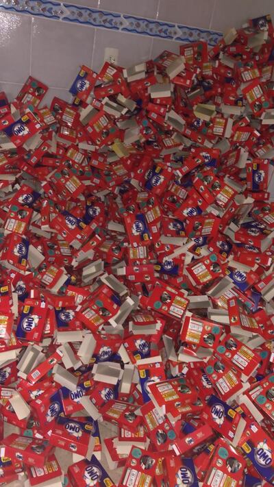 Jabón en polvo encontrado en la vivienda