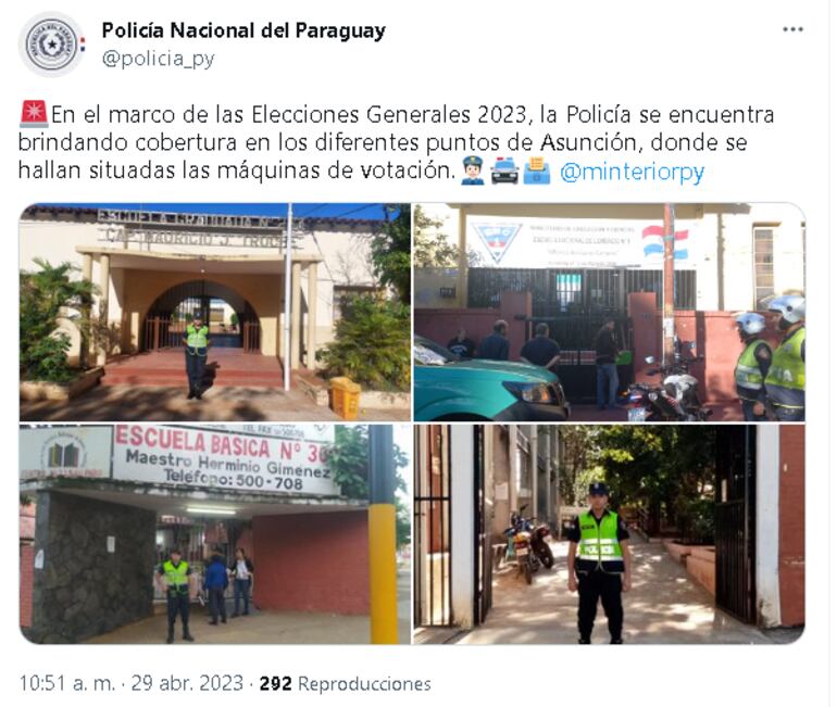 Publicación de Twitter de la cuenta oficial de la Policía Nacional.