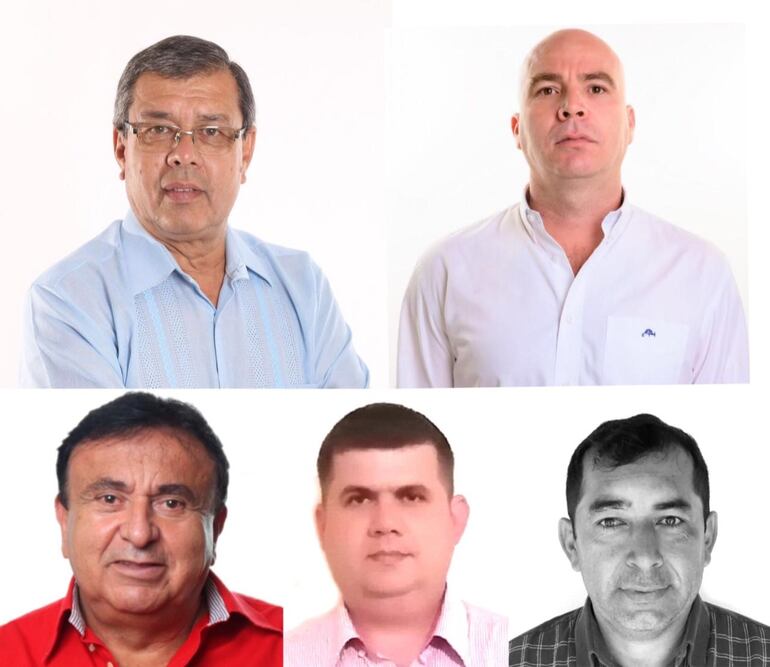 De izquierda a derecha Casimiro Néstor González,Luis Rodríguez(PLRA), Luiciano Cañetes, Tomás Mereles y Carlos Ledezma(ANR)