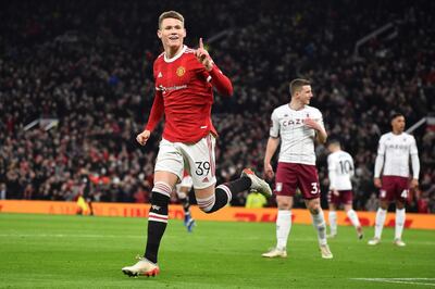 Scott McTominay celebra su gol frente al Aston Villa.