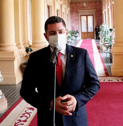 Pedro Alliana, presidente de la Cámara de Diputados, hoy en Palacio de Gobierno