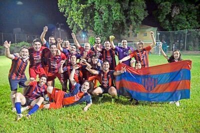Celebración de los azulgranas luego de la victoria alcanzada en las definición en penales por 5-3.