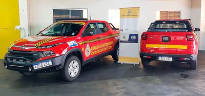 Los dos vehículos de intervención rápida son de la marca FIAT, modelo Toro, año 2021.