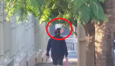 En la imagen, captura del video, se observa cuando el pájaro le da el picotazo al peatón.