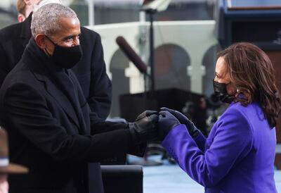 La nueva vicepresidenta, Kamala Harris, junto con Barack Obama.