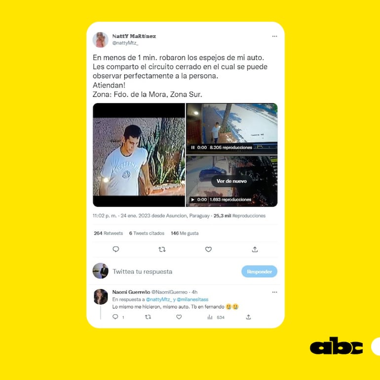 Una usuaria denunció el robo de piezas de su retrovisor y llovieron mensajes de otras víctimas.