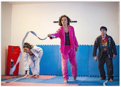 Gloria M. Morel, Jazmín Derbas y Paola Ferraro son parte del elenco de “Todo sobre el Tatami”. Fotografía de Dani González