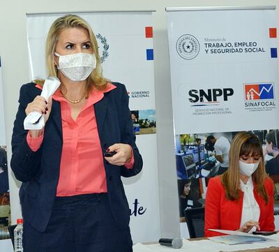 Liz Cramer, titular del MIC, durante su informe de gestión.