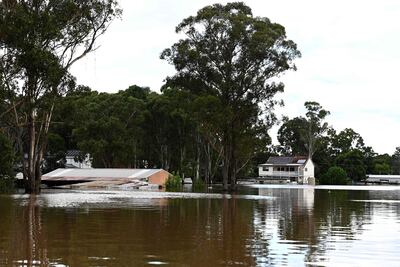 Las casas inundadas por las aguas desbordadas del río Hawkesbury, en el suburbio de Windsor en Sydney.