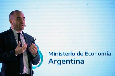 n esta foto de archivo tomada el 7 de junio de 2022, el ministro de Economía de Argentina, Martín Guzmán, habla durante la reunión anual de la Asociación Empresarial Argentina en Buenos Aires. - Guzmán anunció su renuncia a través de Twitter el 2 de julio de 2022.