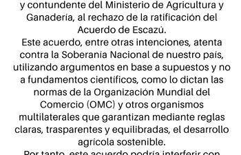 Comunicado de los gremios empresariales apoyando el rechazo del Acuardo Escazú
