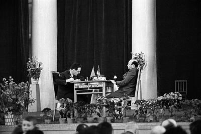 Samuel Reshevsky en una partida de ajedrez