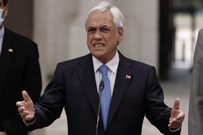 El presidente de Chile, Sebastián Piñera, ofrece una rueda de prensa, en el Palacio de la Moneda, en Santiago (Chile).