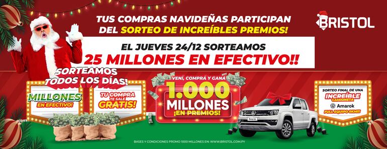 Este sábado, Bristol sorteará 25 millones de guaraníes.