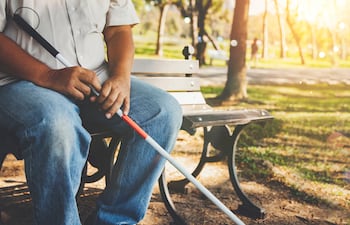 Imagen de referencia: una persona con un bastón blanco.