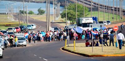 El lugar de bloqueo fue el carril de acceso a la ciudad a través de la ruta PY01, a la altura del barrio Quiteria.