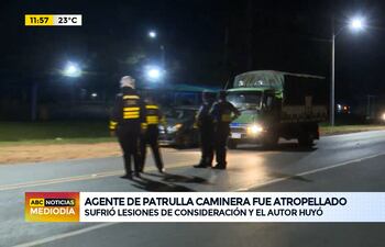 Conductor atropelló a un agente de la patrulla caminera