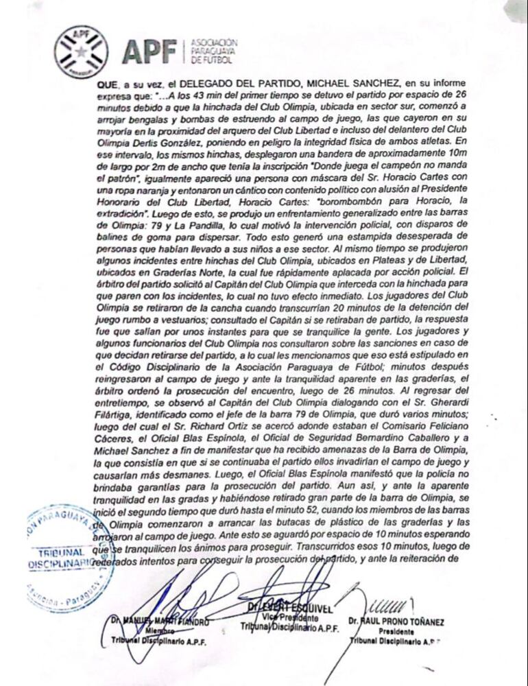 Documento oficial del Tribunal.