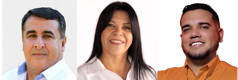 De izquierda a derecha los nuevos intendentes electos de Acahay, Aldo Lezcano, Acahay Direfente, María Gloria Caballero(PLRA) y Emmanuel Morán(PRF)