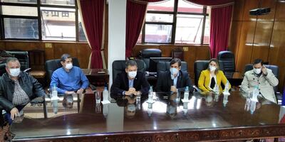 Directorio del IPS liderado por Vicente Bataglia, junto a la nueva gerente de prestaciones económicas del IPS Cecilia Rodríguez, en conferencia de prensa el sábado último