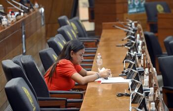 Diputada Jazmín Narváez, líder de la bancada oficialista en la Càmara Baja. Ayer el Ejecutivo tuvo dos reveces, al no aprobarse el crédito de US$ 20 millones y la extensión de la declaración de emergencia por la pandemia.