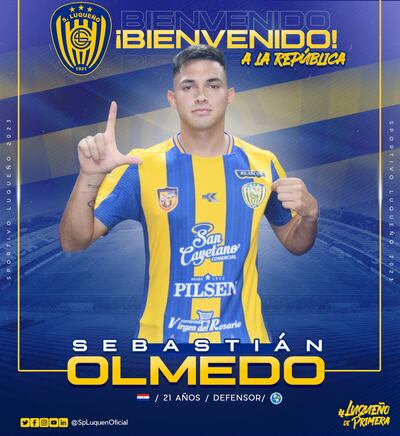 Sebastián Olmedo, nuevo jugador del Sportivo Luqueño.