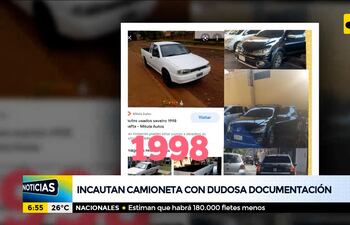 Incautan camioneta con dudosa documentación