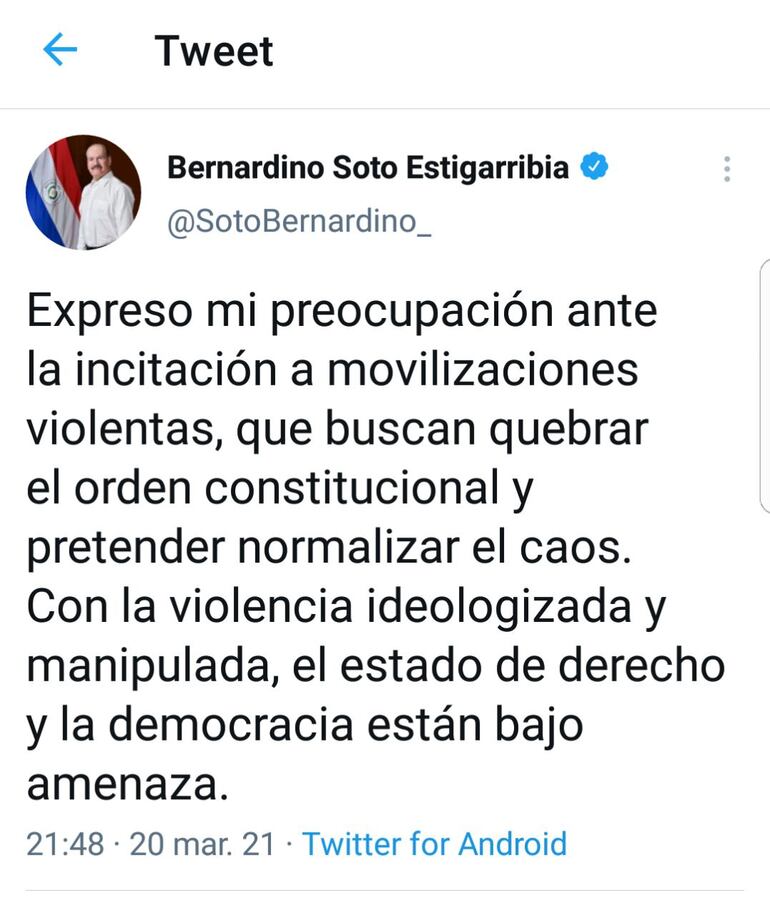 Este tuit del ministro de Defensa, causó mucho revuelo desde anoche. Los internautas descargaron su furia mediante las redes contra el secretario del Ejecutivo.