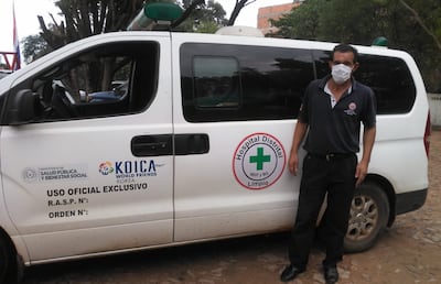 Jorge Gualberto Gill, presto para cualquier emergencia, en el hospital distrital de Limpio.