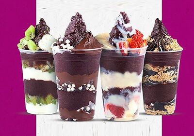 Algunos postres que forman parte del menú de Açai Town, que también cuenta con servicio de delivery.