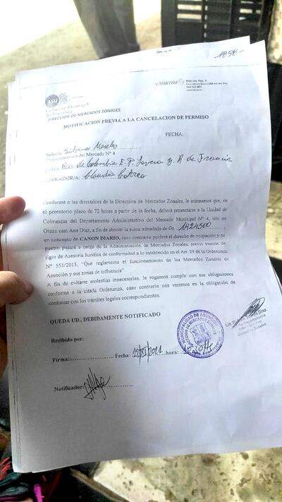 En cada notificación emplazan a los permisionarios que están en mora de forma particular.