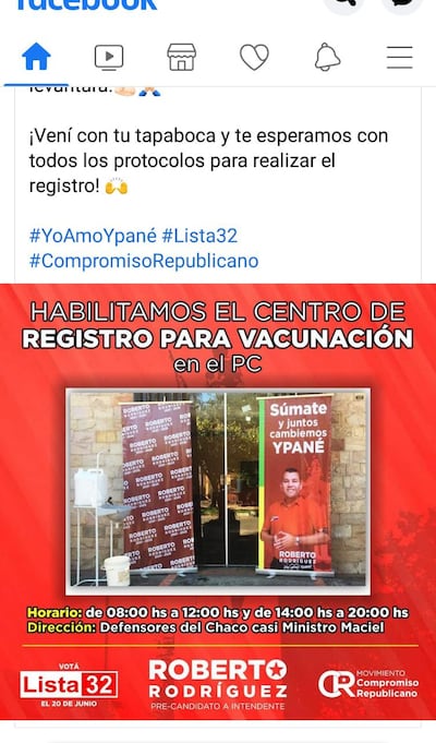 El candidato a intendente Roberto Rodríguez ofrece en su Puesto Comando anotar a adultos mayores para la vacunación.
