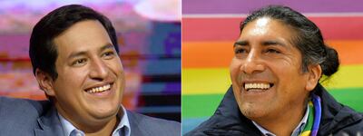 El candidato de Unión por la Esperanza Andrés Arauz y el del partido Pachakutik, Yaku Pérez