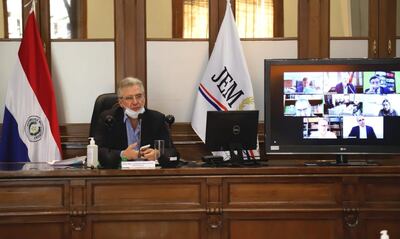 El senador Enrique Bacchetta preside la sesión ordinaria del JEM que se hace hasta ahora de forma virtual.