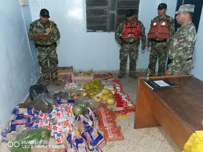 Productos incautados que ingresaron presumiblemente de contrabando.