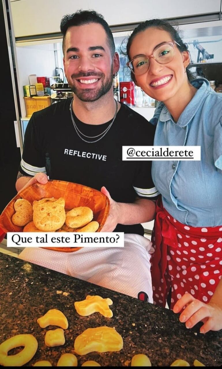 Renato Prono y Ceci Alderete enseñaron cómo preparar la tradicional chipa. (Captura de la historia de Instagram de Renato Prono)