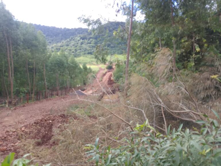 Fotografía publicada el 23 de mayo pasado donde se observa la apertura de camino en el área de protección de la reserva de Ybytyrusu.