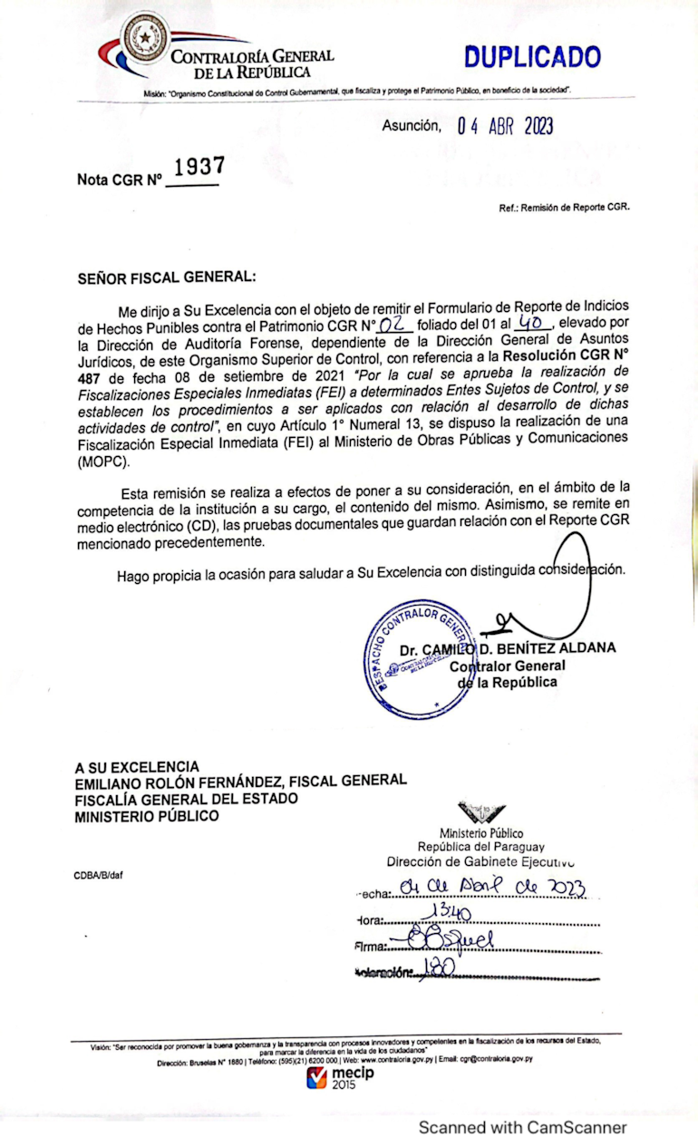 la Contraloría remitió una serie de reportes sobre indicios de hechos punibles detectados en el pago del subsidio a empresas concesionarias del transporte público de pasajeros