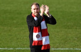 Christian Eriksen, durante la presentación como refuerzo del Brentford de la Premier League de Inglaterra.