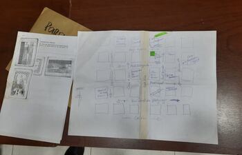 En el interior del sobre fueron halladas hojas con la ubicación de la sucursal y otras indicaciones.