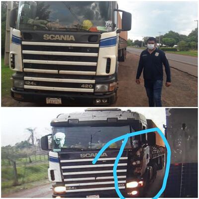 Camión incautado por la Policía.