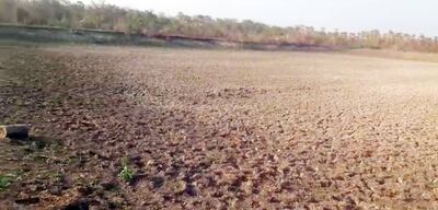 Las dos imágenes son del mismo tajamar de Toro Pampa. La primera es de cuando estaba totalmente seco por la larga sequía.