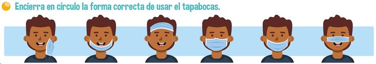 Encierra en círculo la forma correcta de usar el tapabocas.
