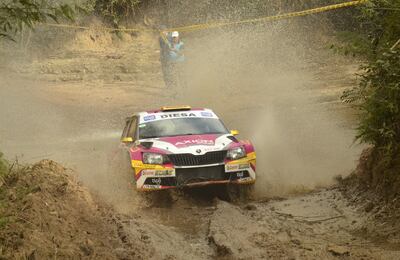 Gustavo Saba, a bordo del Skoda Fabia R5, en el Rally de Caaguazú 2018.