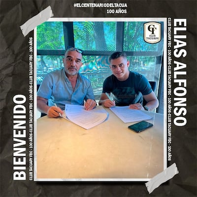 Con esta imagen, Tacuary dio la bienvenida al extremo Elías Ezequiel Alfonso Aranda (23 años).