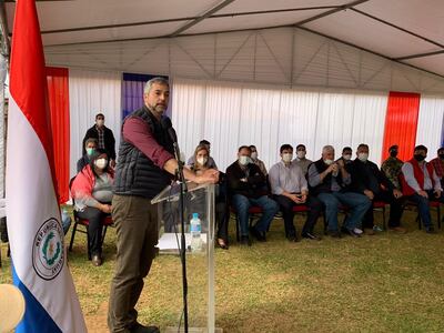 El presidente de la República, Mario Abdo Benítez, en Caaguazú.