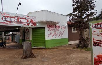 Fachada de la carnicería Porã Carnes ubicada sobre la calle Lomas Valentinas esquina Panchito López.